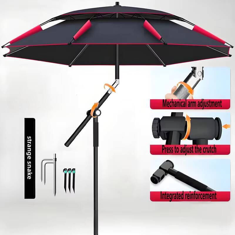 New Version Fishing Umbrella with Mechanical Arm Adjustment Big Beach Umbrella Large Parasol Outdoor Sunshade Protector