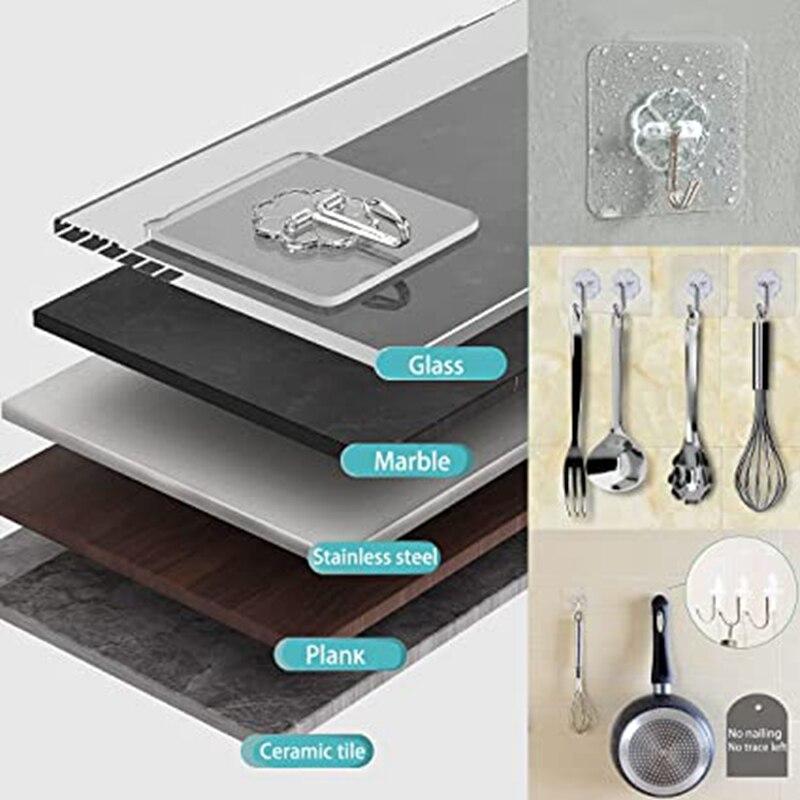 10Pcs Door Hook Adhesive Wall Hooks Transparent Anti-skid Traceless Heavy Duty Stick On Hook Bathroom Kitchen Wall Stickers