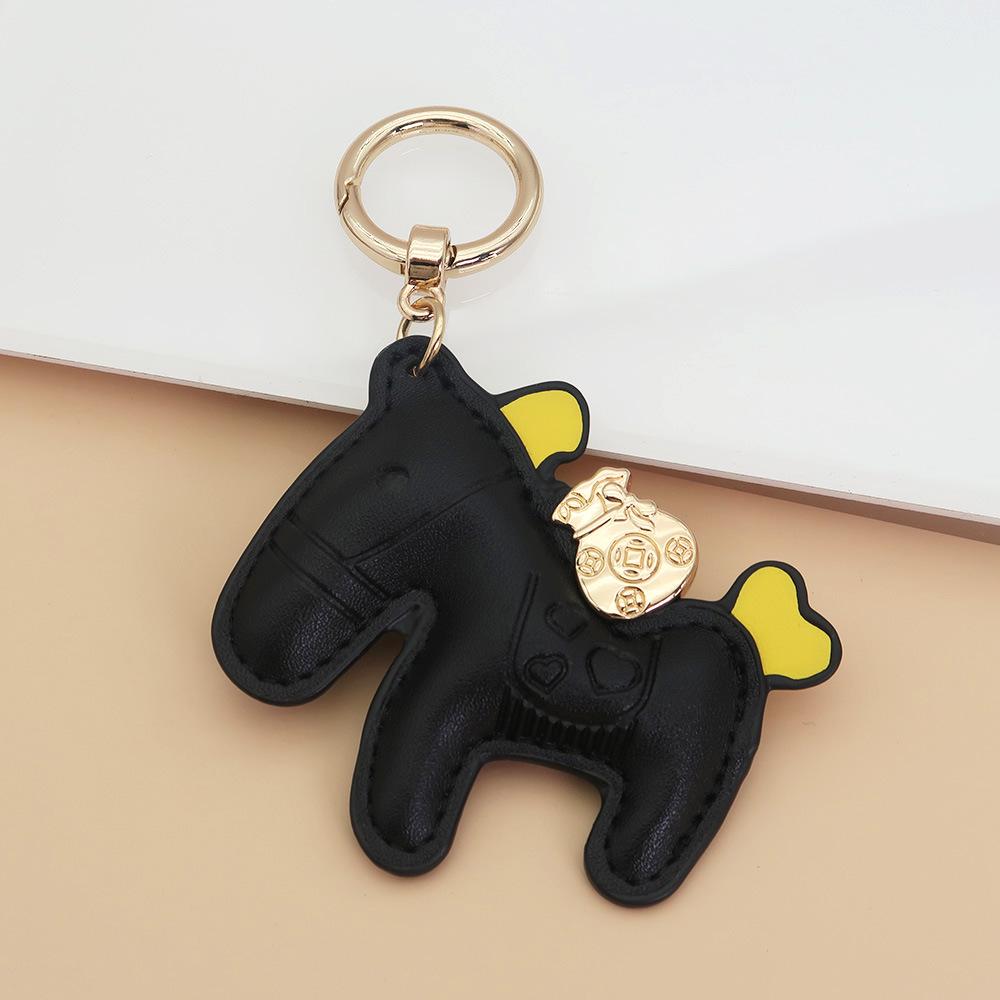 Handmade Leather Rocking Horse Keychain Pendant - Cartoon Style
