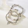 3Pcs/Set Fashion Retro Baroque Bracelet for Women Sweet Heart Pendant Elastic String Irregular CCB Bead Stacked Bracelet Jewelry
