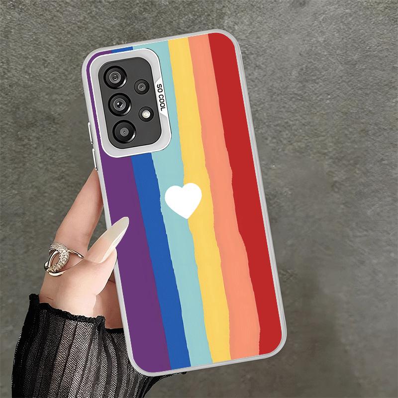 Rainbow Gradient Love Desgin Soft Phone Case for Samsung A17 A16 A15 A14 A13 A57 A56 A55 A54 A53 A37 A36 A35 A34 A33 A26 A25 A24