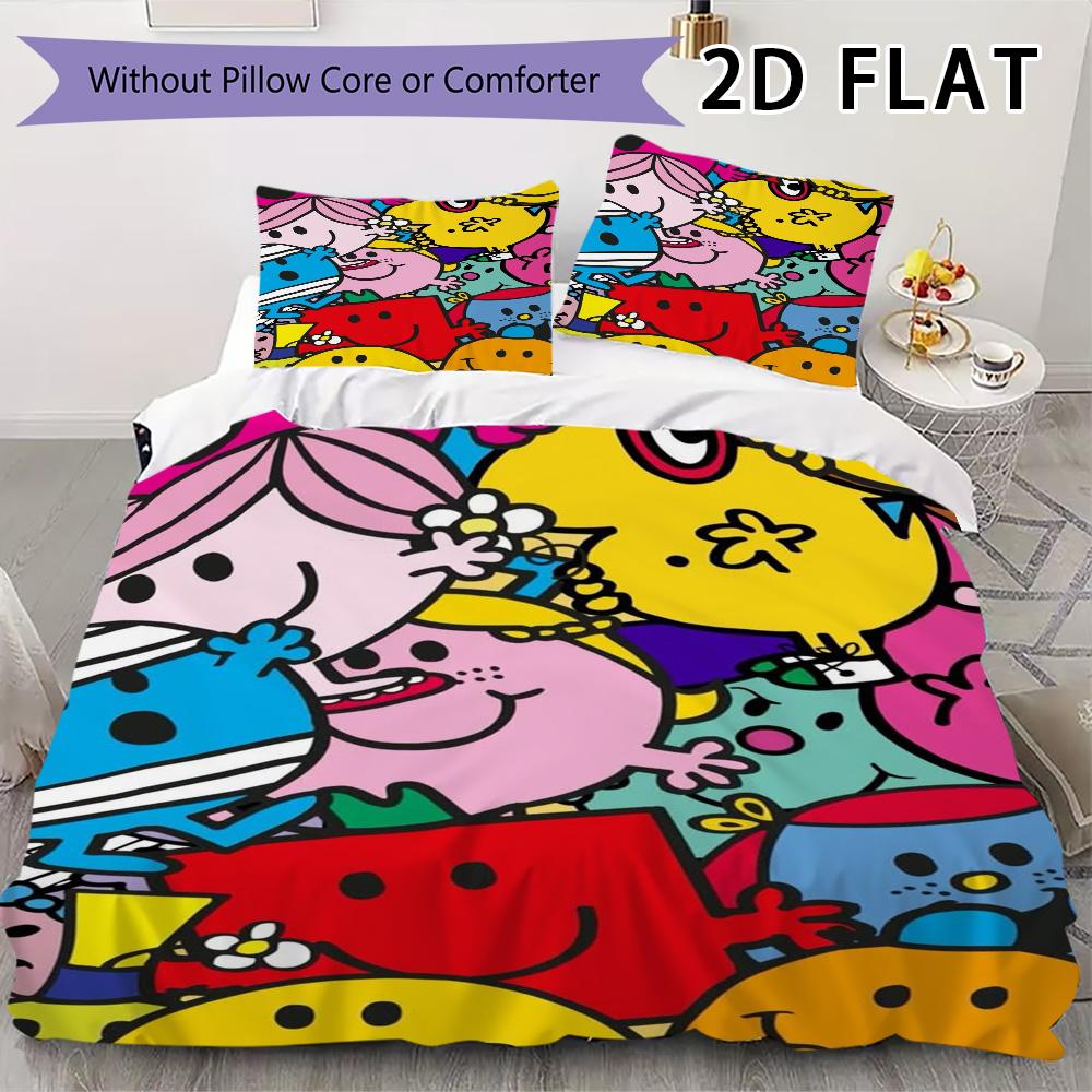 Herr. Herren Little Miss Muster Bettwäsche Steppbett Set Bettbezug Kissenbezug Heimdekoration Geburtstagsgeschenk (1 Bettbezug + 2 Kissenbezüge (ohne Füllung))