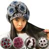 Women's Fashionable Winter Thick Rex Rabbit Fur Hat with Rose Fur Flowers Real Knit Appropriate for Parties