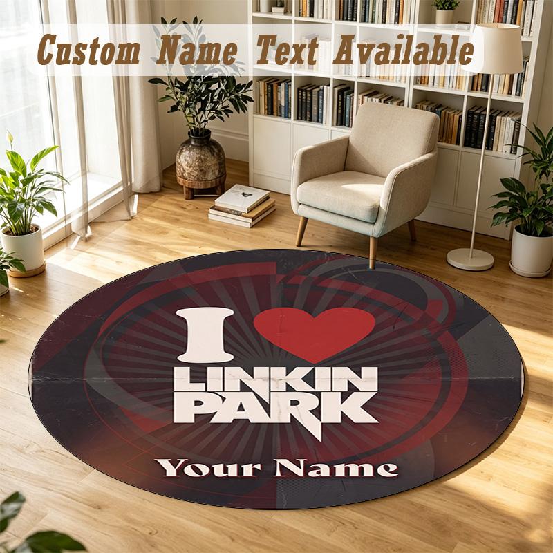 Round Rug Custom NameLinkin Park Pattern Non Slip Carpet Home Floor Decor