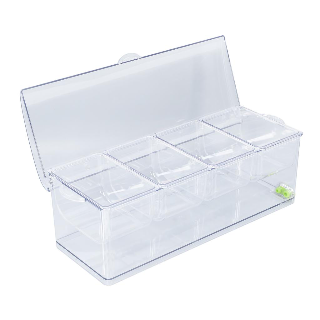 Ice Chilled Condiment Server Plastic Storage Cold Food Container Clear Sauce Caddy Serving Tray Container with Lid 4