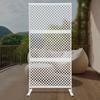 Elegant White Steel Privacy Screen with Diamond Pattern, Freestanding Room Divider - 3 Panels, Laser-Cut Design, 74.8in Height