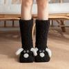 Autumn and Winter Coral Fleece Socks Cat Claw Socks Thick Floor Socks Snow Socks Women Plus Velvet Cartoon Home Tube Sleeping Socks