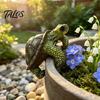 Turtle Figurines for Fish Tank Decor Cute Climbing Flower Pot Huggers, Resin Animal Planter Waterproof Garden Edges, Decorative Ornaments Indoor