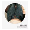Women Retro High Waist Double Button Wide Leg Loose Floor Length Denim Jeans