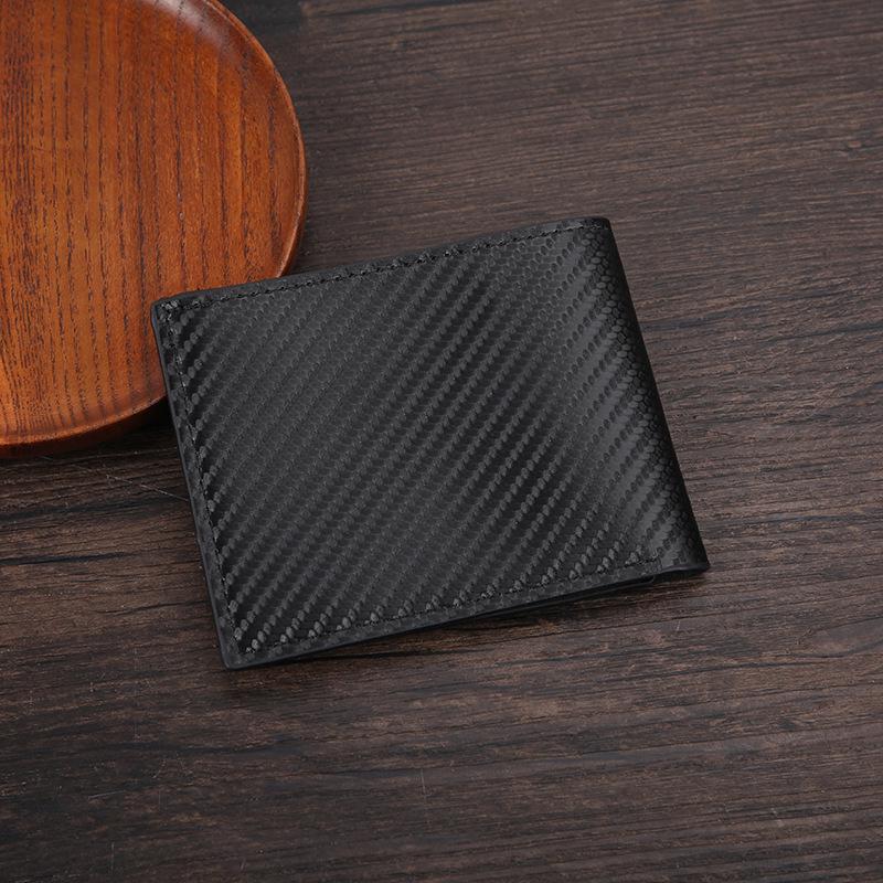 Large Capacity Carbon Fiber Pattern Men's Wallet with Multiple Card Slots, Coin Pocket, and Simple Two-Fold Design