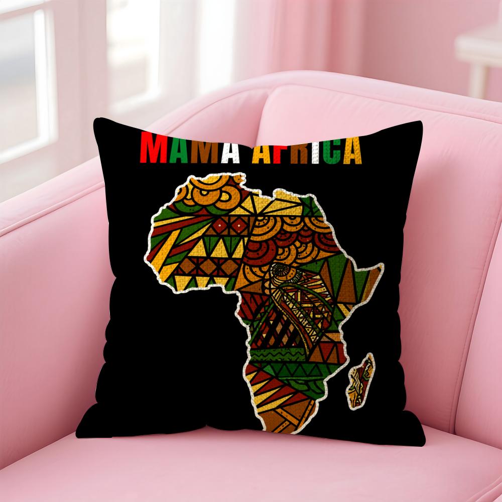 Map Of Africa Geometrics Cushion Cover Natural Linen Organic Fabric DoubleSided Printing Sofa Home Decor Gift Pillow Case