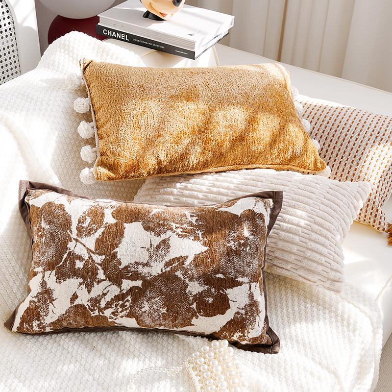 Brown Vintage Sofa Throw Pillow Cover Vintage Bedroom Headboard Cushion Simple and Modern Decorative Throw Pillow Customizable