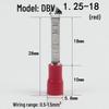 Jun Ding Ying DBV1.25-18 DBN Pre-Insulated Copper Terminal