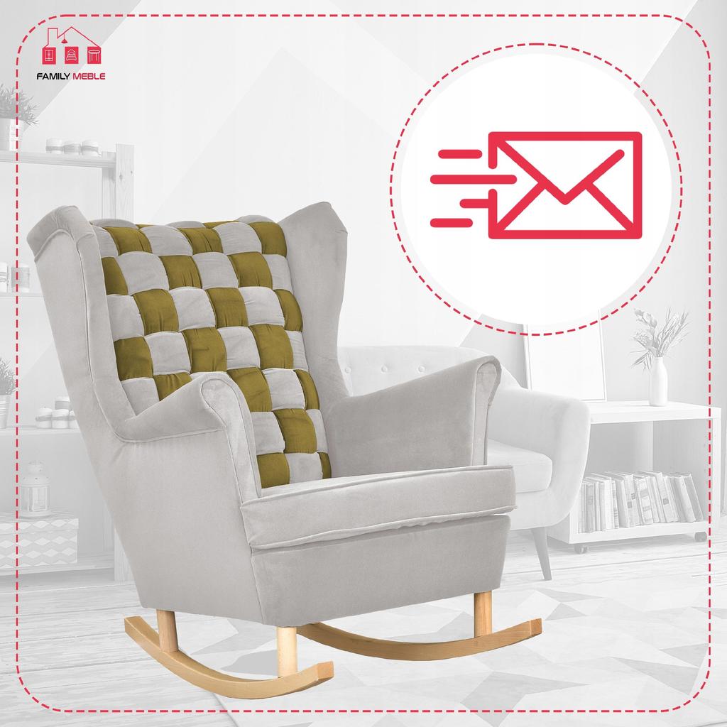 Carol Duo Family Furniture Wingback Rocking Chair Gray Green Checkered Olive