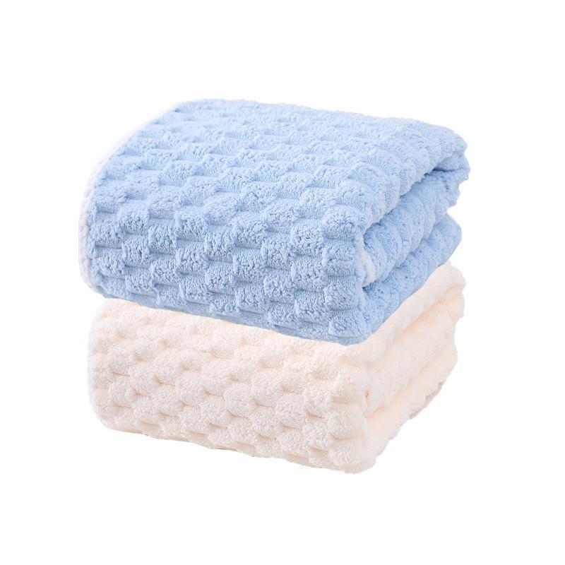 Extra Thick Coral Fleece Bath Towel Set for Women - 3 Piece Adult Set with Dry Hair Cap