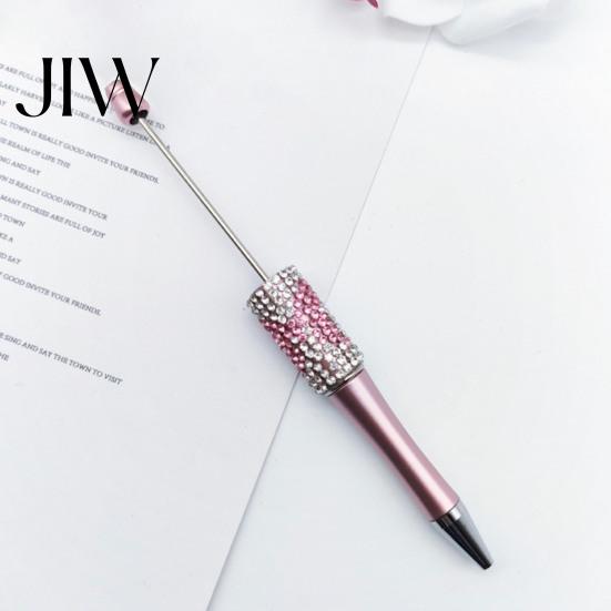 Gift for Women Diamond Beadable Pens, Bling Rhinestone Beaded DIY Plastic Bead Pen, Crystal Smooth Writing Experience Shaft Black Ink Ballpoint