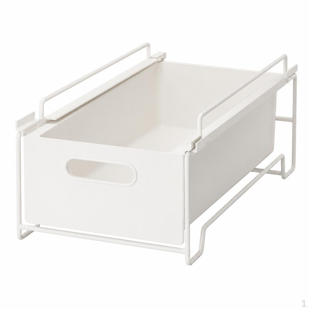 White Pull Out Drawers for Cabinets, Stackable Storage Organizer, Metal Sliding Drawer Office &