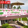 Happy Birthday Watermelon Banner, Summer Watermelon Theme Design, Polyester Outdoor Wall Fence Yard Garage Balcony Decoration
