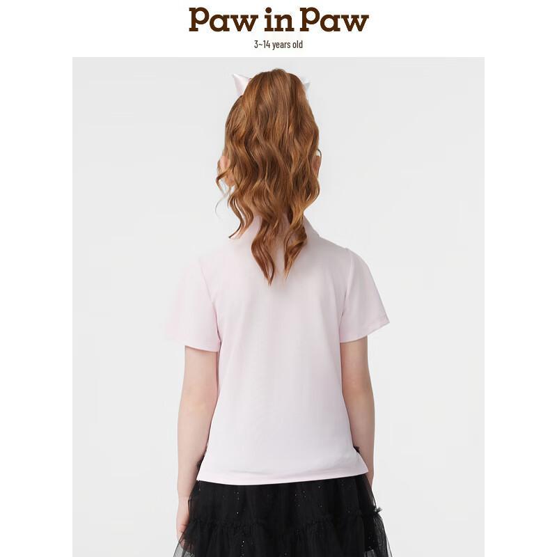 PawinPaw Girls' Polo Collar Laser Print T-Shirt