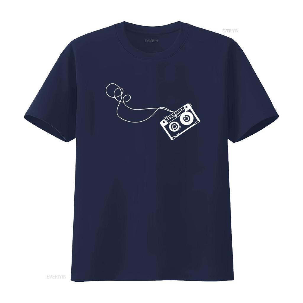 Mens Retro Music Cassette Sketch Vintage Audio Drawing T Shirt L to 5XL vintage Washed Versatile designer clothes streetwear