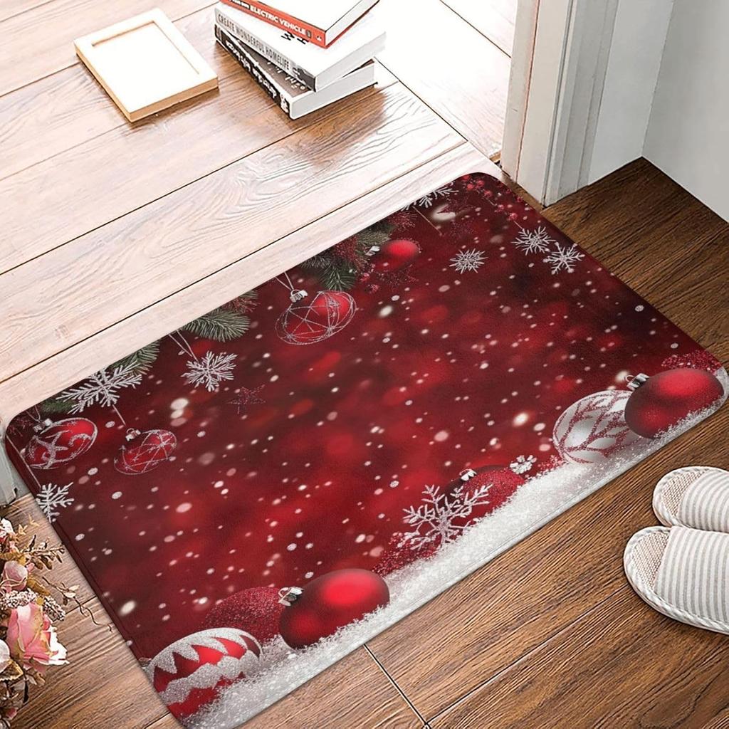 VIKAMA Christmas Cartoon Floor Mat Christmas Bells Snowflake Area Carpet Home Decor Indoor And Outdoor Welcome Doormat