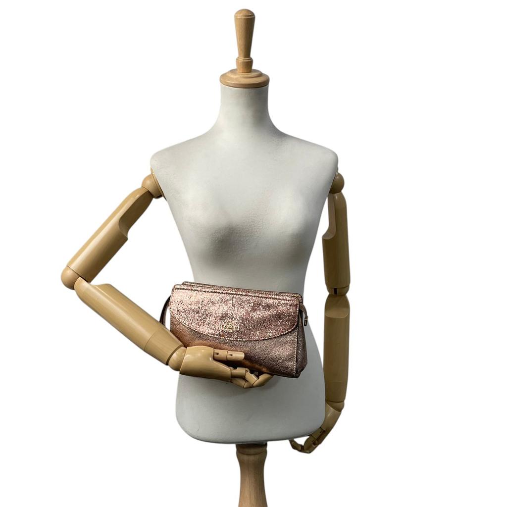 Used COACH Clutch bag Flap ClutchClutch bag Pink gold/pink leather Women