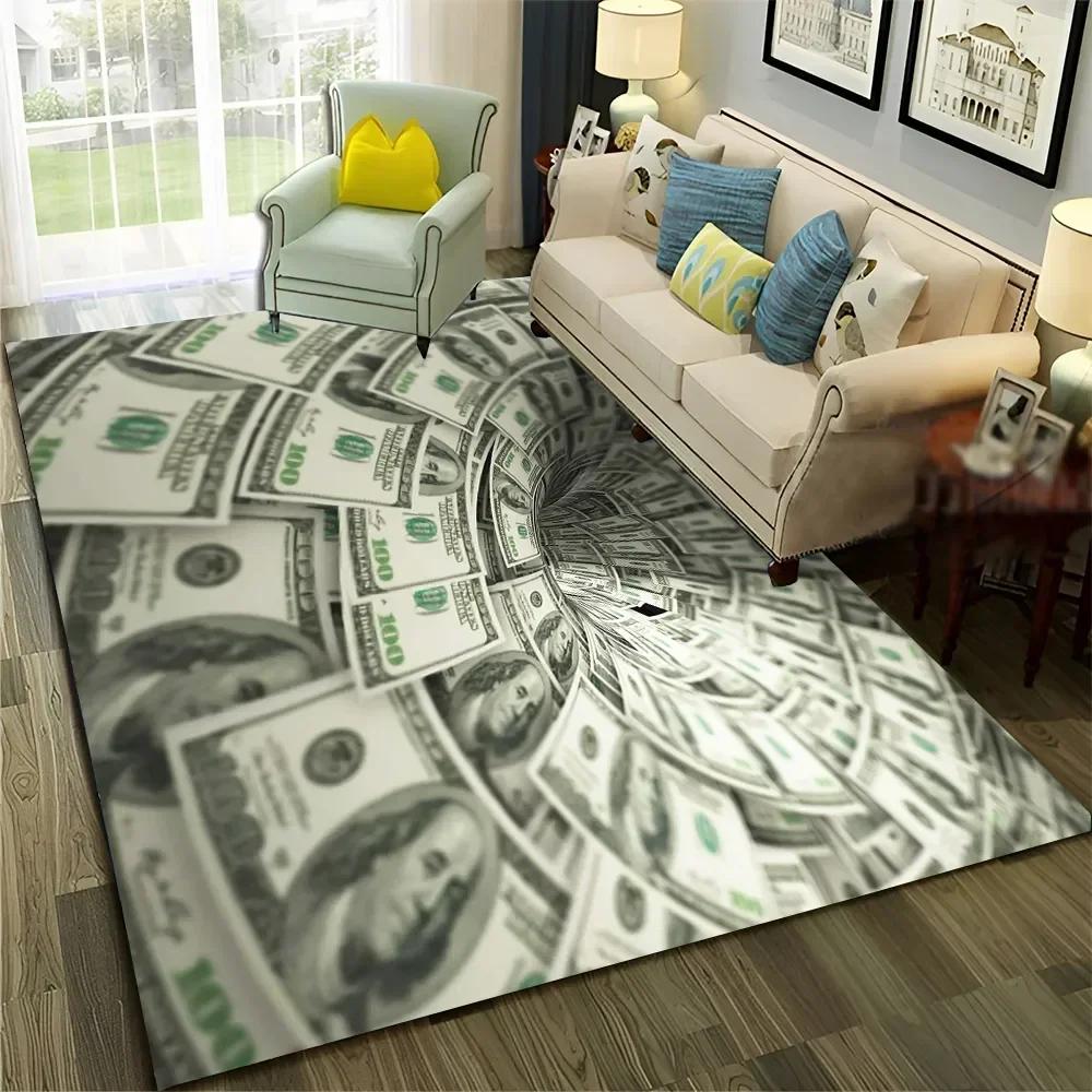 3D Dollar Euro Money Rich Pattern Carpet Rug for Home Living Room Bedroom Sofa Doormat Decor,Child Area Rug Non-slip Floor Mat