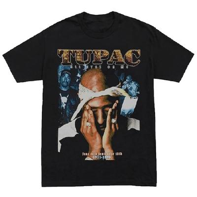 2PAC Tupac 2PACT Koszulka Hip Hop Street Europejski i Amerykański Portret Stary Drukowany Retro Rap VINTAGET Koszulka3