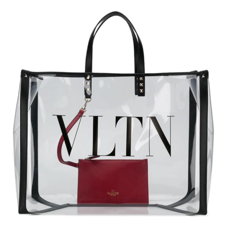 

Valentino VLTN Letter Strapless PVC Shopping Tote Bag Women Handbags Transparent RW2B0C89MCE2PO Basic Set (Bag+Dust Bag)