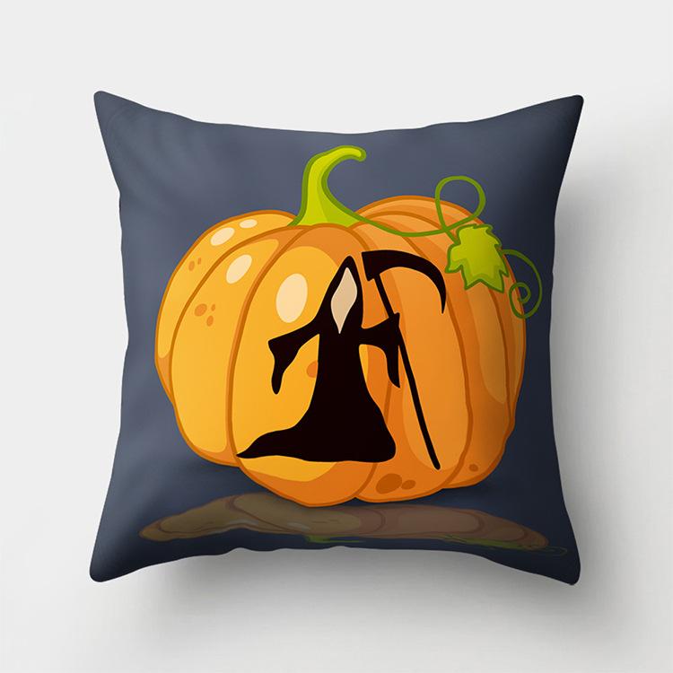 Halloween Theme Ghost Wizard Print Pattern Cushion Cover Home Living Room Sofa Decoration Square Polyester Pillow Pillow Cover