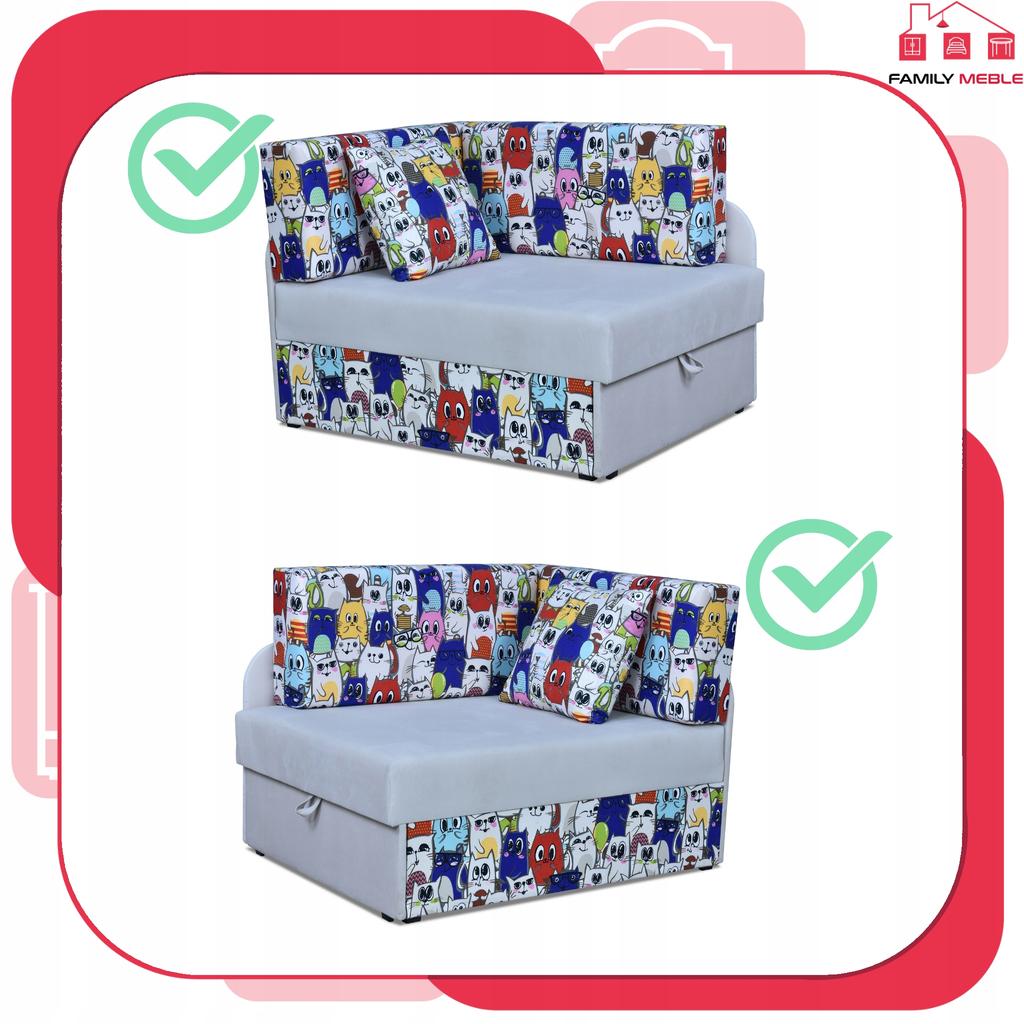 Children's Corner Sofa Bambino Extendable Container Bed Children's Mattress Kubuś