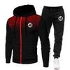 Mens Hooded Zip-Up Sweatshirt Set Casual Sportswear Long Sleeve Tracksuit Running Gym Outdoor