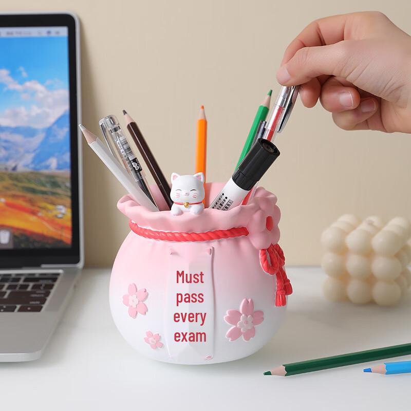 

Cherry Blossom Cat Pen Holder