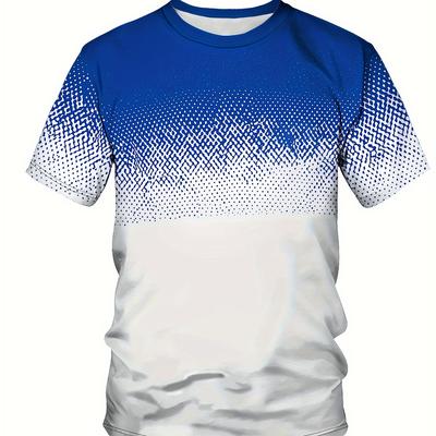 Block Color Design Men's Quick-drying Breathable Short Sleeve Round Neck Comfy T-shirt For Gym Fitness Training