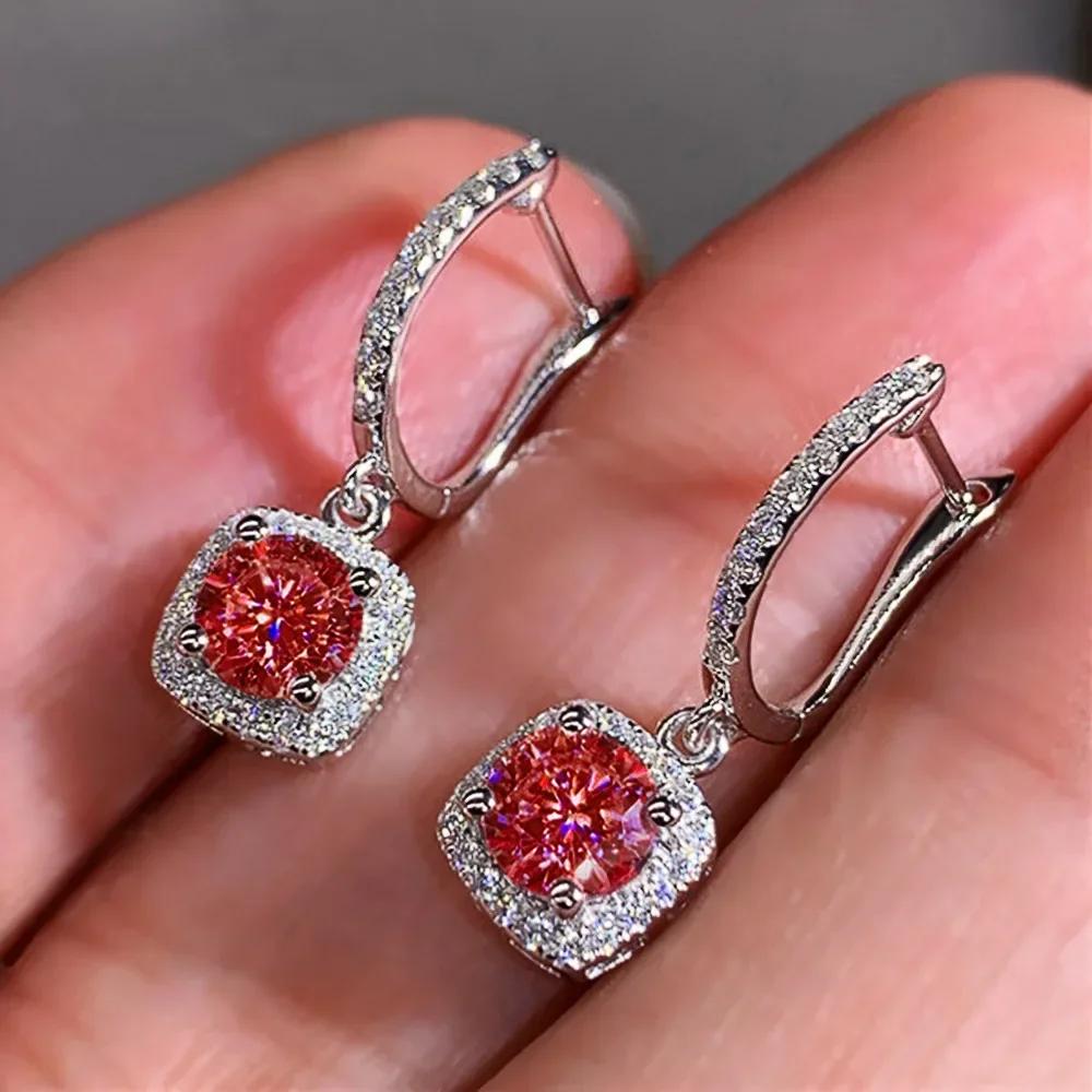 Engagement Mid Length Pendant Earrings Jewelry Elegant Shiny Mosan Diamond Beautiful Gift Milan Girl Fashion Accessories