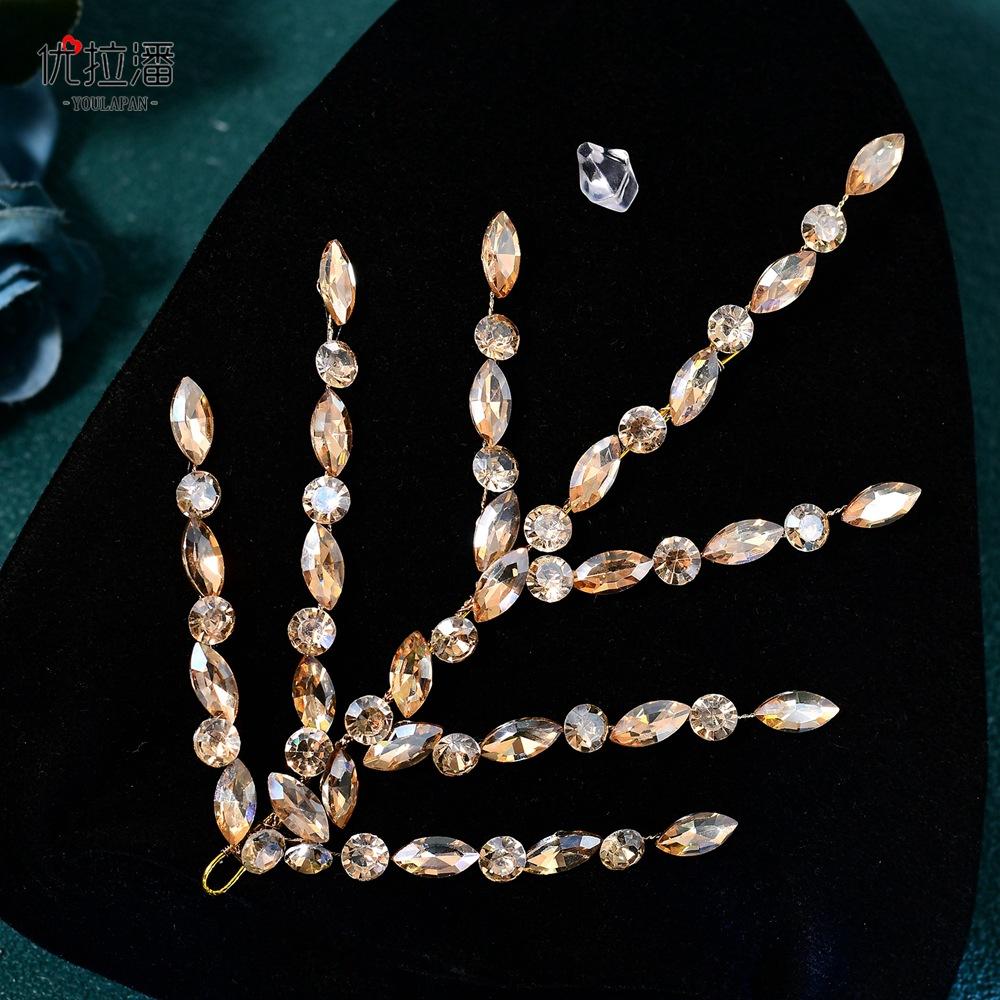 LY-HP0039 Bridal Wedding Jewelry Colorful Headband with Rhinestone Leaf Bridal Tiara Women's Headdress for Girls