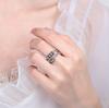 Women Spinning Zircon Five Ring Adjustable Open Band Lucky Rotating Circle Jewelry Fashion Elegant Gift