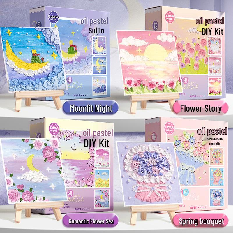 DIY Oil Pastel Art Set: Soft Crayons, Painting Paper, Scraper, Picture Frame