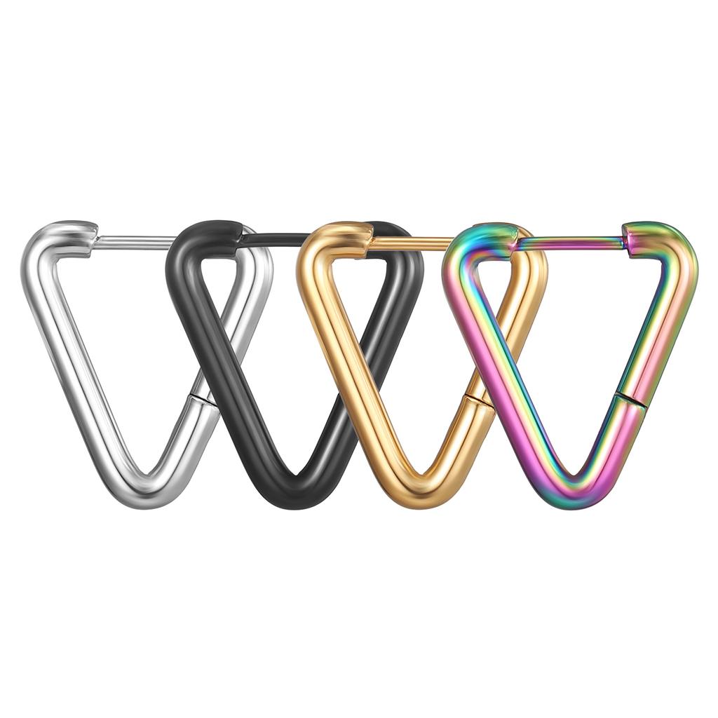 Round Wire Triangular Stainless Steel Ear Buckle Personalized Trend Unisex Titanium Steel Special-shaped Earrings