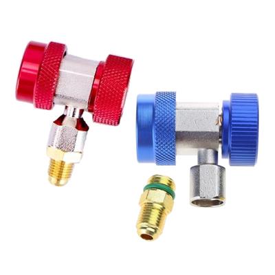 Adaptadores de conector de acopladores rápidos para aire acondicionado, refrigerante R134A, manómetros ajustables para automóviles