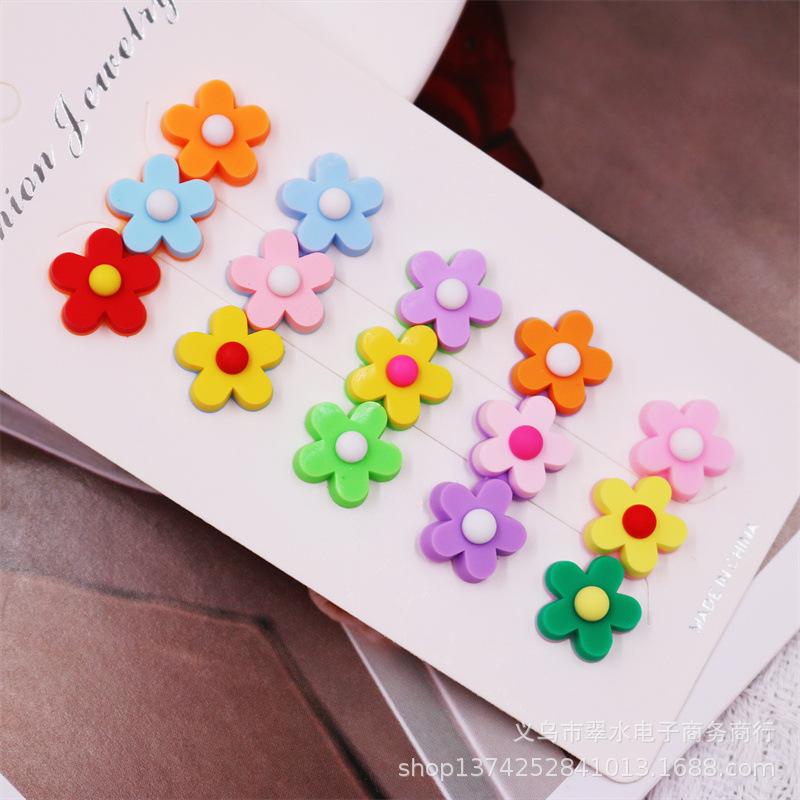DIY PVC Flower Hair Clip Kit: Colorful Three & Five-Petal Design 100 штук