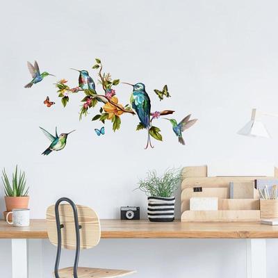 Adesivo de parede multicolorido de borboletas e pássaros voadores, decoração de quarto, mural, adesivos removíveis