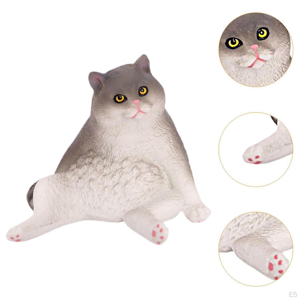 Cat Figurine Animal Toy Lifelike Sculpture Cake Topper Figure Simulation Kitten for Easter