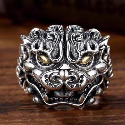 New Retro Pixiu Qilin Ring Men's Domineering Beast Open Ring