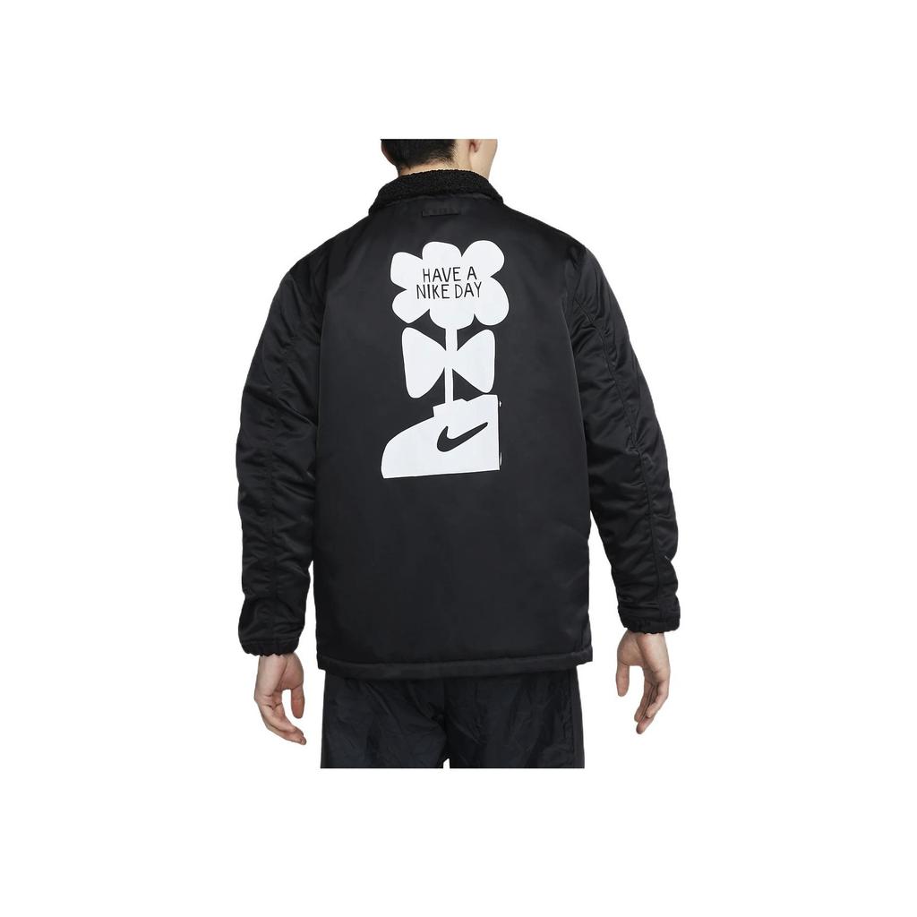 Nike Solid Logo Print Polo Jacket Men Jackets Black DQ4192-010