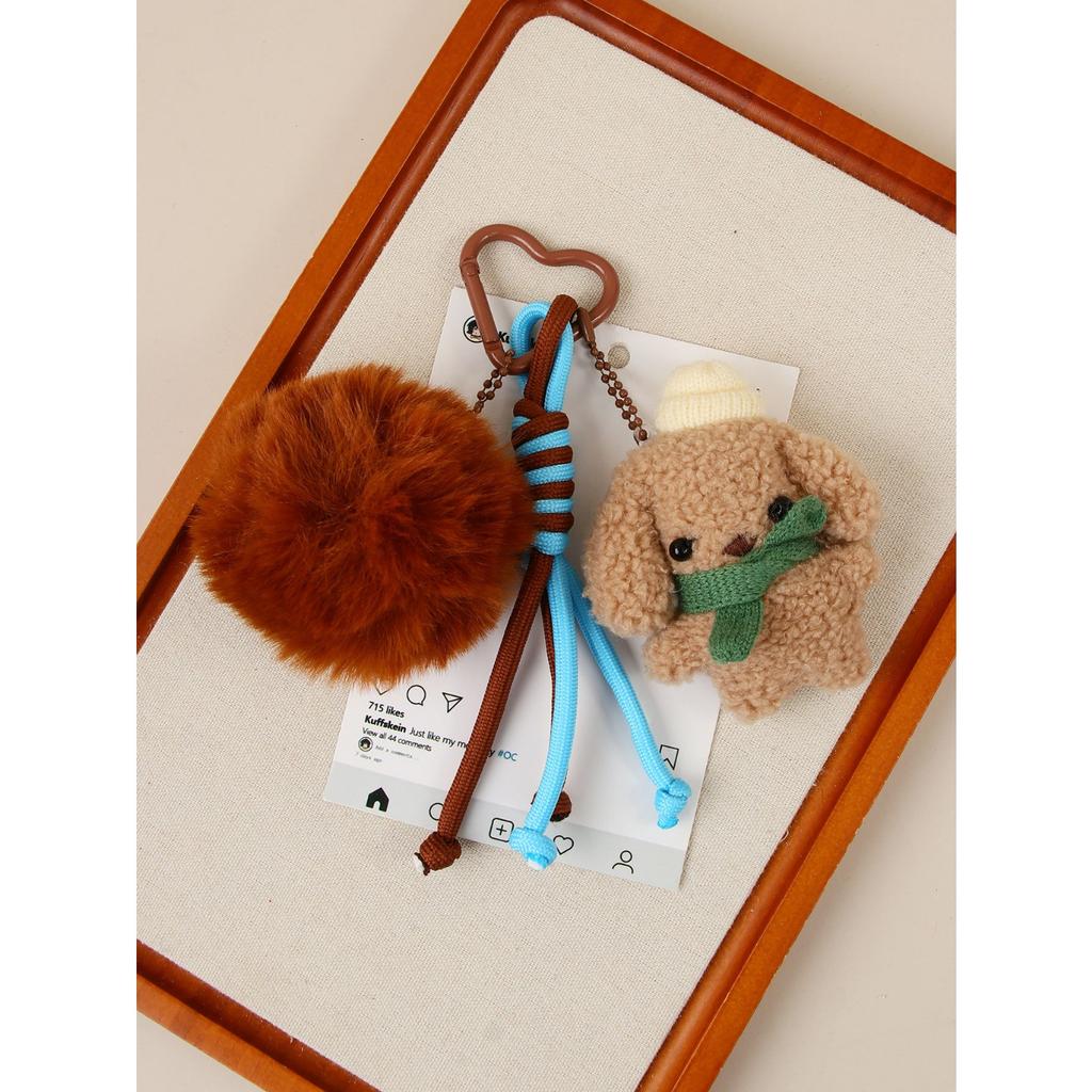 Fashion personality soft cute plush puppy bag pendant keychain ins versatile high-end pendant accessories
