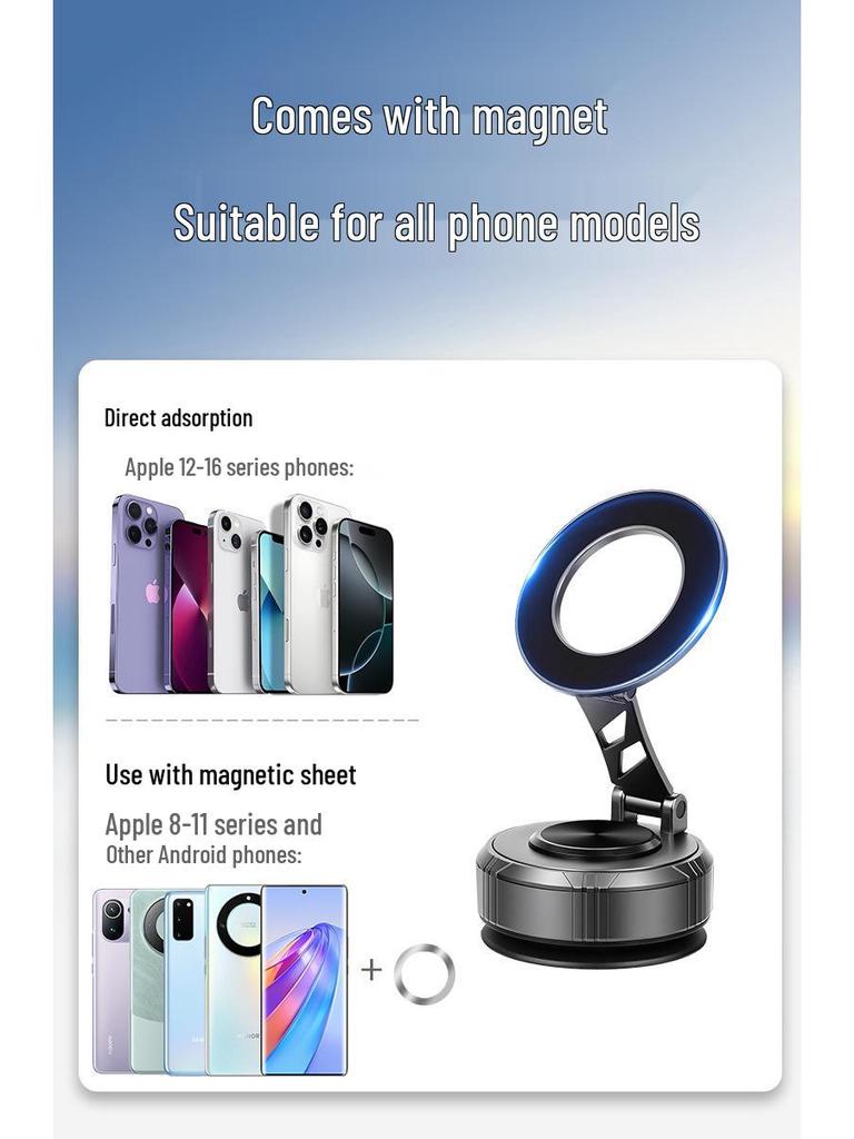 Magnetic Car Dashboard Phone Holder with Vacuum Adsorption