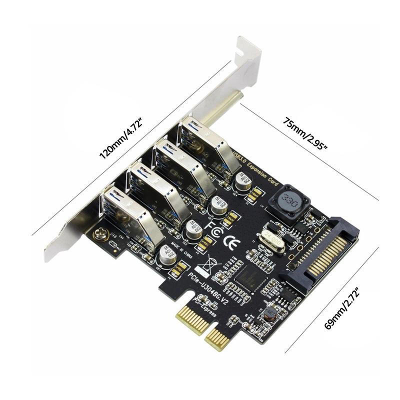 PCI-E To USB 3.0 Adapter 4-Ports 5Gbps Self-Powered USB 3.0 PCI  Pansion Card with 15 Pin Connector for