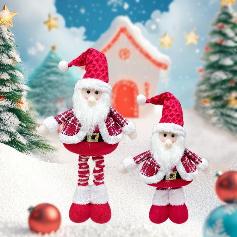 Telescopic Plush Christmas Ornaments: Snowman, Reindeer, Santa with Scarf