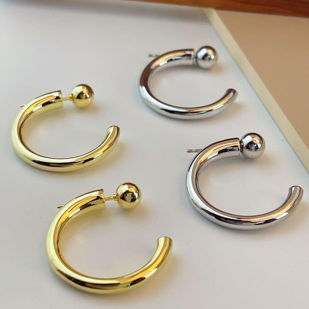 Vintage Half Round Hoop Earrings For Women New Trendy Metal C- Shaped Geometric Earrings Casual Jewelry Accessories Gifts